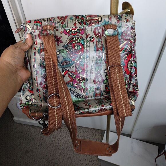 Sakroots Boho Canvas Convertible Bag Backpack Crossbody Owl Bird Floral 11x13x3 - Picture 2 of 10